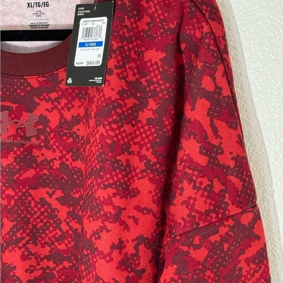 NWT Under Armour Camo Rival Fleece Crew Sweatshirt Red- size women's XL - Picture 5 of 5